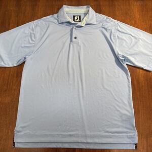 FootJoy Prodry Isle Polo Performance Golf Shirt Blue Men's Large Short Sleeve